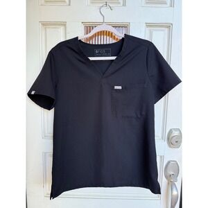 FIGS Technical Collection Black Catarina V Neck Scrub Top Womens Size Medium